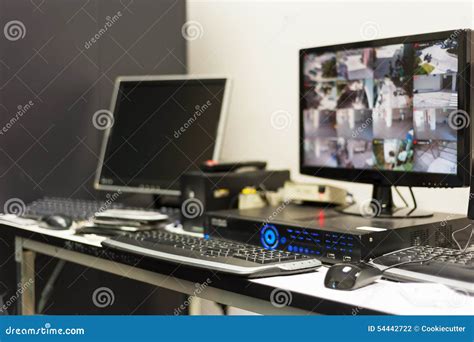 Cctv Monitor In Security Room Center Stock Photo - Image: 54442722