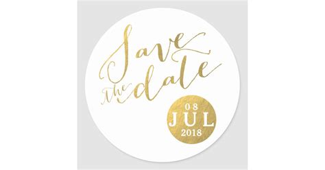 Gold Foil Glamor Date Save The Date Stickers Zazzle