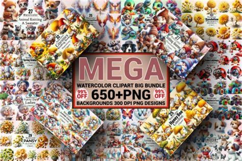 Mega Watercolor Clipart Big Bundle Graphic By Svgart · Creative Fabrica