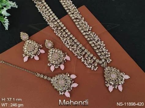 Manek Ratna Antique Jewelry Mehendi Polish Party Wear Antique Long