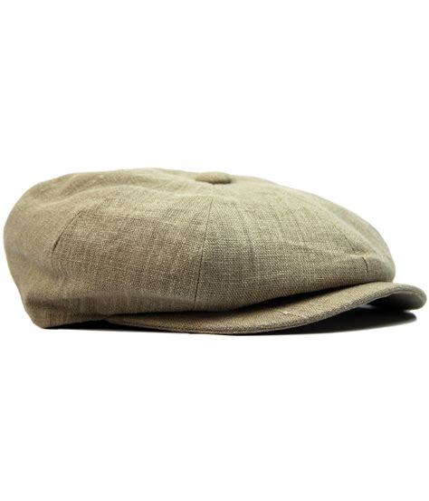 Failsworth Alfie Retro Mod Irish Linen 8 Panel Gatsby Cap Biscuit