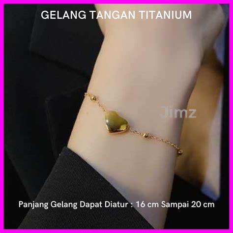 Jual Jimz Gelang Tangan Titanium Asli Love Liontin Zircon Korea Anti