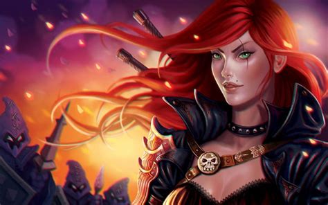 Katarina Fantasy Girl Redhead Game League Of Legends Hd Wallpaper