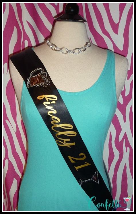 Finally 21 Sash Rhinestone Birthday Sash Party Sash Adult 21st