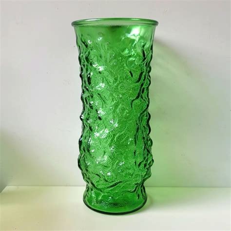 Vintage Accents Eo Brody Emerald Green Crinkle Glass Vase Vintage 7s Wedding Decor Poshmark