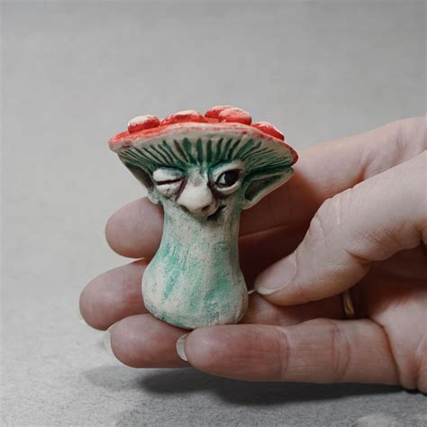 Ceramic Magic Mushroom Cute Mushroom Figurines Unique Clay Etsy