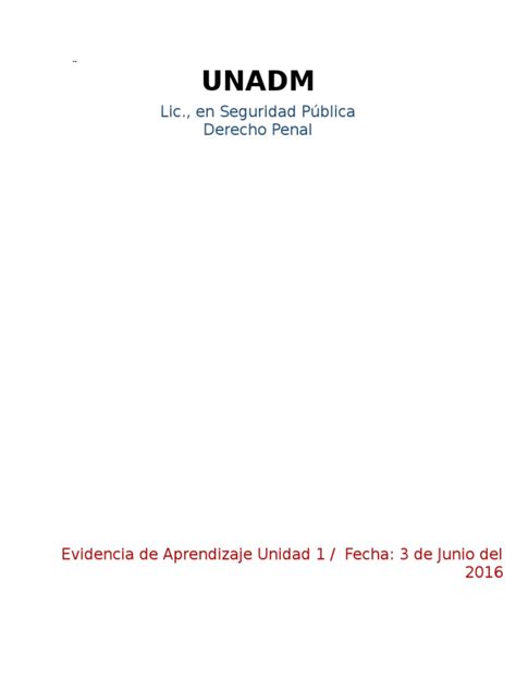 Pdf Derecho Penal Unidad Evidencia De Aprendizaje Dokumen Tips