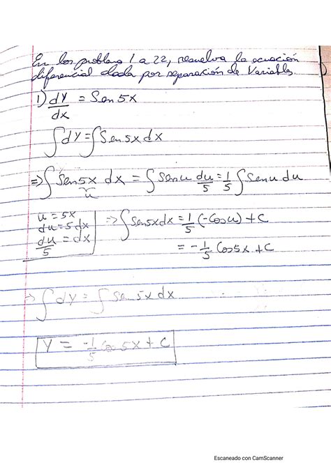 Solution Problemas Resueltos De Ecuaciones Diferenciales Por Separaci