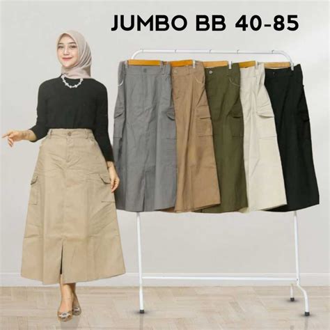 Jual Rok Cargo Skirt Korean Style Kargo Pocket Panjang Belah Tengah