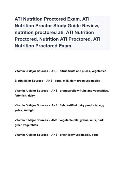 ATI Nutrition Proctored Exam, ATI Nutrition Proctor Study Guide Review