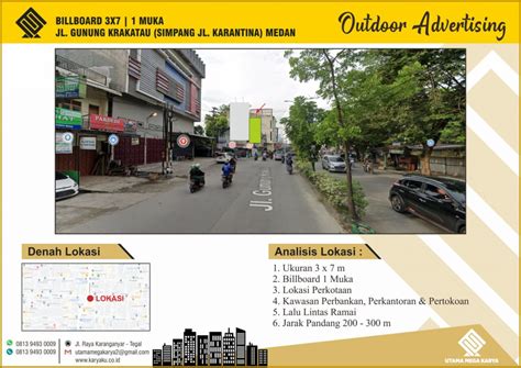 Sewa Titik Billboard Medan Jl Gunung Krakatau Simpang Jl Karantina