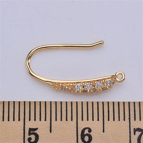 K Gold Filled Earring Hooks Earing With Loop Rhinestone Etsy