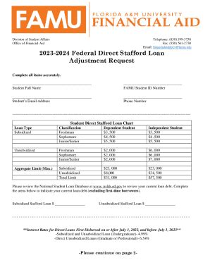 Fillable Online Federal Direct Stafford Loan Adjustment