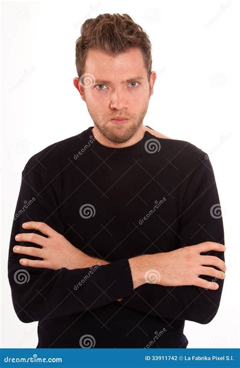 Sulking Man Stock Photo Image Of Blue Portrait Stubble 33911742