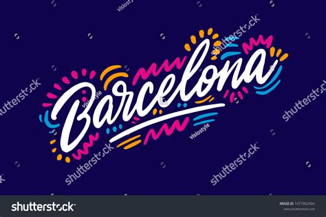 Barcelona Handwritten City Namemodern Calligraphy Hand Stock Vector