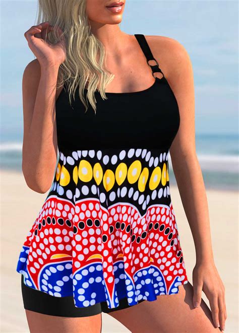 Polka Dot Criss Cross Back Tankini Set Modlily Usd