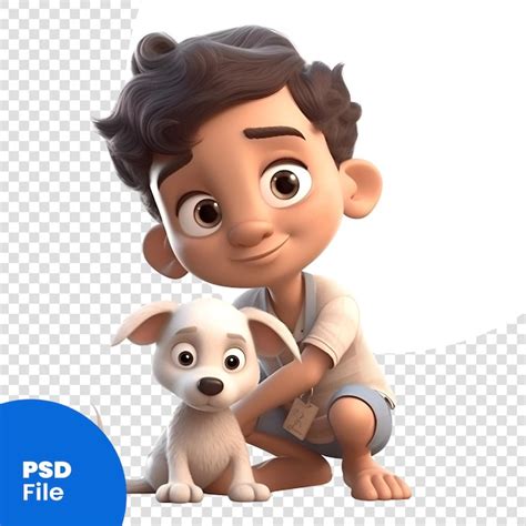 Representación digital 3d de un lindo niño de dibujos animados con un