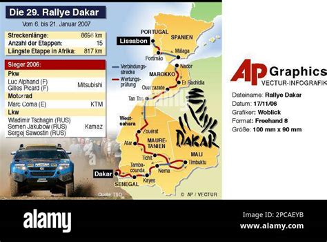 GRA107 GRAFIK RALLYE DAKAR Karte Iberische Halbinsel Und