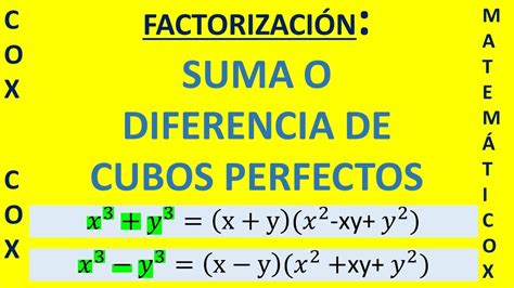 Suma O Diferencia De Cubos Perfectos Youtube