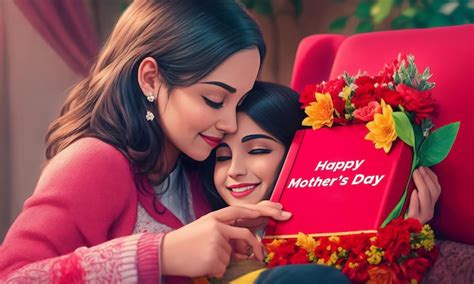 Premium Ai Image Heartwarming Mothers Day Moment Girl Giving A T