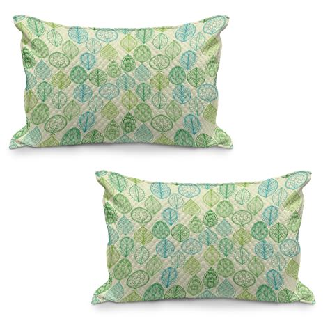 Nature Quilted Pillowcover Set Of Hand Drawn Vintage Style