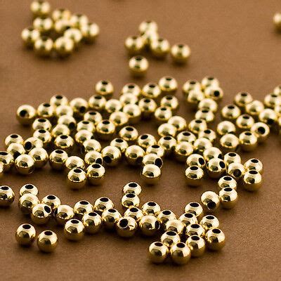 100pc Gold 3mm Beads Gold Filled Polished Round Spacers Seamless