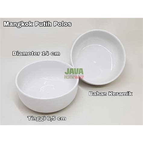 Jual MANGKOK KERAMIK PUTIH POLOS DIAMETER 14 CM 6biji MANGKOK