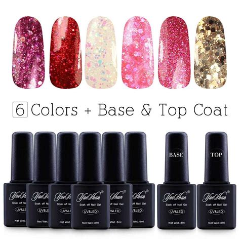 Yaoshun Brand 8ml 8pcslot Soak Off Uv Led Gel Nail Polish Colors Kit