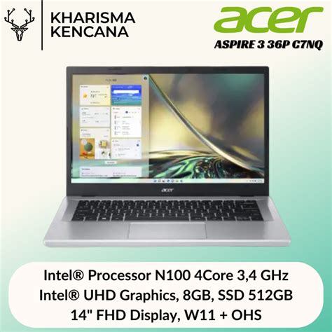 Notebook Acer Acer Aspire 3 36p C7nq N100 8gb 512gb 14 Fhd W11ohs