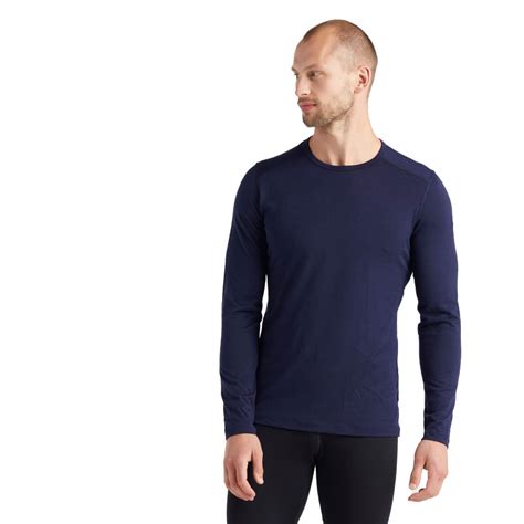 Icebreaker Mens Merino 200 Oasis Long Sleeve Crewe Thermal Top Midn