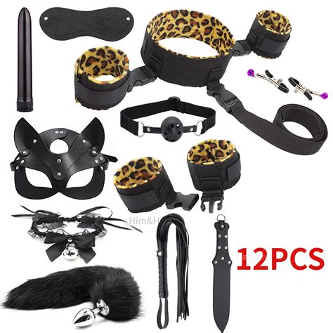 Adult Handcuffs Ball Whip Kit Bondage Set Couple SM Sex Toys For Women