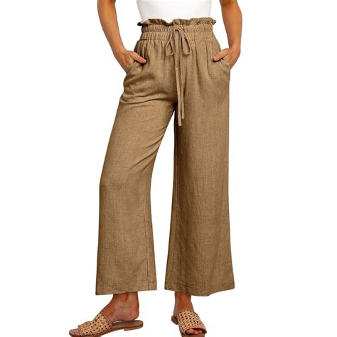 Blocloalo Wide Leg Pants For Women High Waisted Loose Fit Lounge Linen