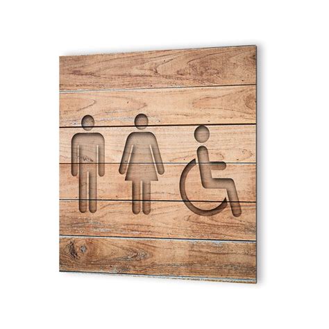 Plaque Adh Sive Toilettes Trio H F Pmr Effet Bois Decoho