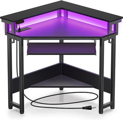 Rolanstar Corner Desk W X H Small Carbon Fiber Computer