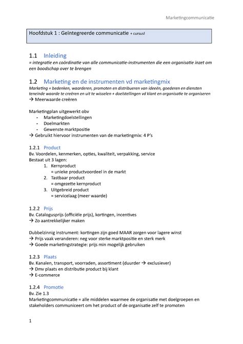 Hoofdstuk 1 Hoofdstuk 1 Geïntegreerde communicatie cursus 1