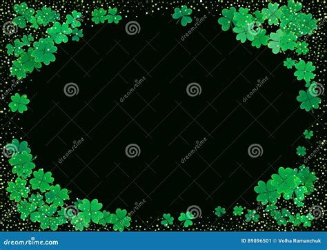 St Patrick S Day Background Template With Falling Clover Leaves Stock