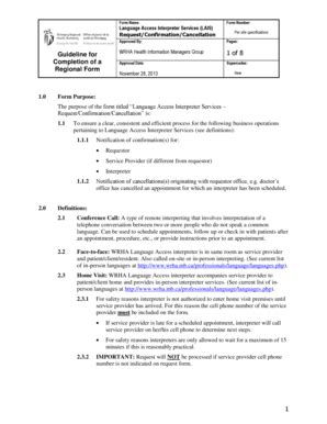 Fillable Online Guideline For Completion Of A Regional Form 1 Of 8 1