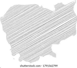 Cambodia Pencil Scribble Sketch Silhouette Map Stock Vector Royalty