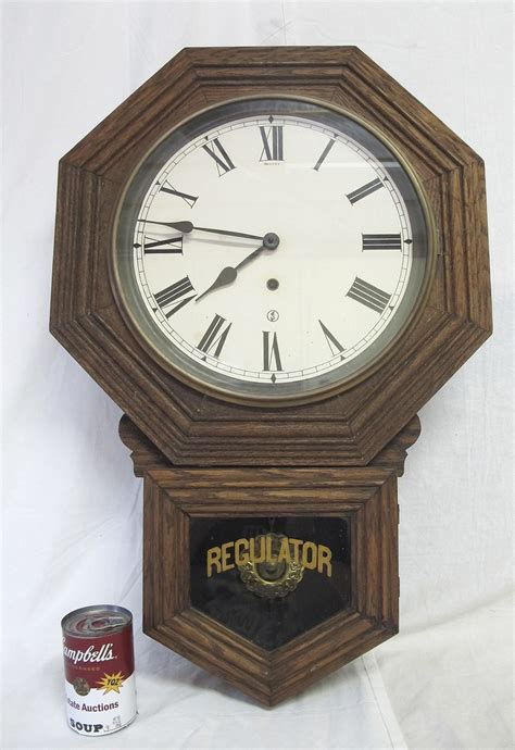 Large Antique Sessions Regulator Pendulum Dark Wood Hanging Wall Clock 2 Yqz Ebay