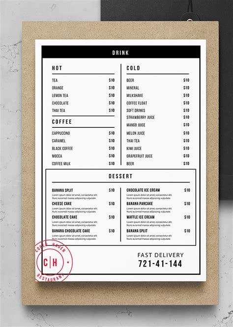 Simple Food Menu Template PSD