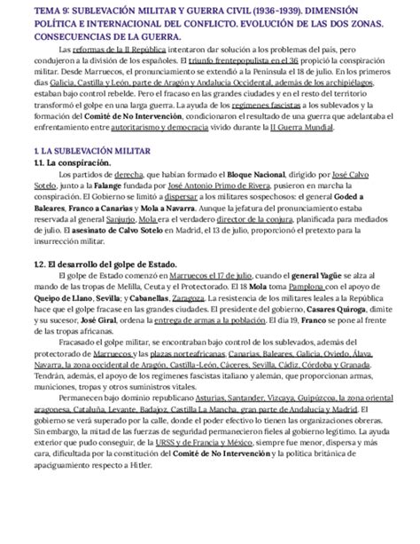 Tema Sublevacion Militar Y Guerra Civil Pdf