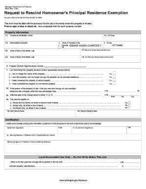 Fillable Online Request To Rescind Homeowner S Principal Residence