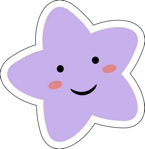 Purple Kawaii Cute Stars Pastel With Smile Face Cartoon On Transparent