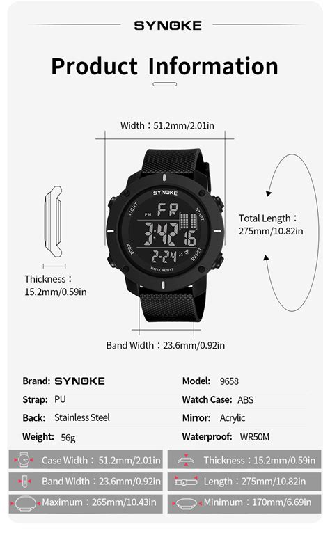 SYNOKE Men Watch Waterproof Military LED Multifunctional Luminous Alarm