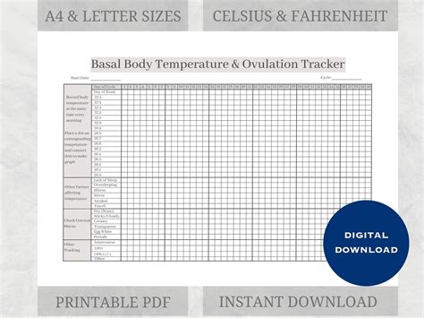 Basal Body Temperature Chart Printable Pdf Ovulation Tracker Fertility