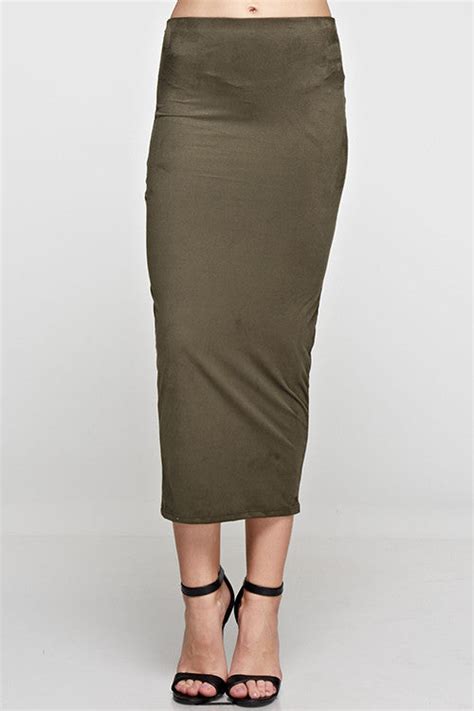 Olive Green Pencil Skirt Pearls Boutique Shop