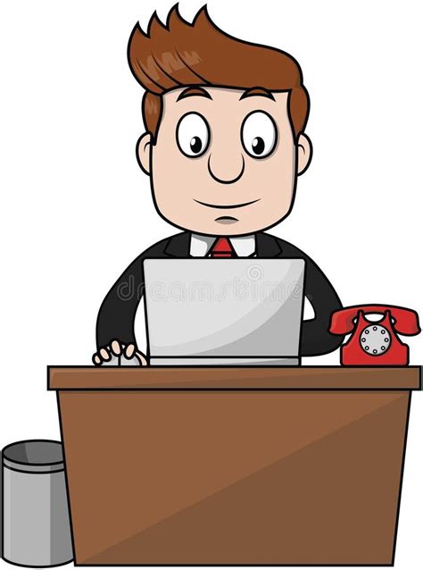 Busy Businessman Desk Color Illustration Stock Vector Illustration Of