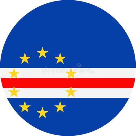 Icono Plano Redondo Del Vector De La Bandera De Cabo Verde Stock De