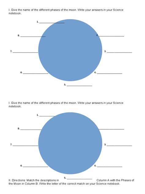 Phases of The Moon Worksheet | PDF | Scientific Observation | Periodic ...