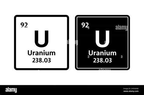 Símbolo de uranio Elemento químico de la tabla periódica Ilustración